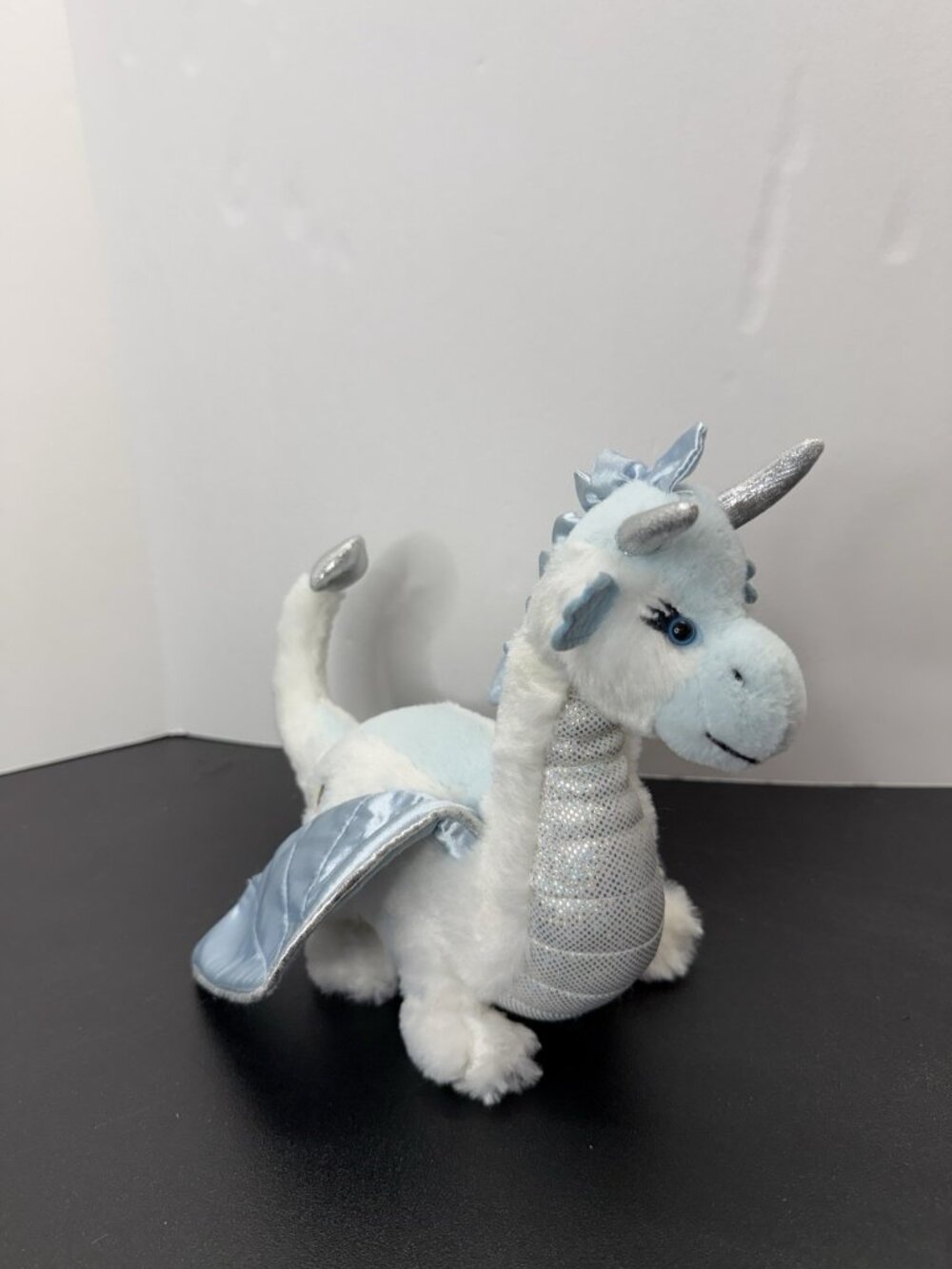 Ganz Webkinz Ice Dragon HM396 White Blue Silver Wings Retired Plush No Code